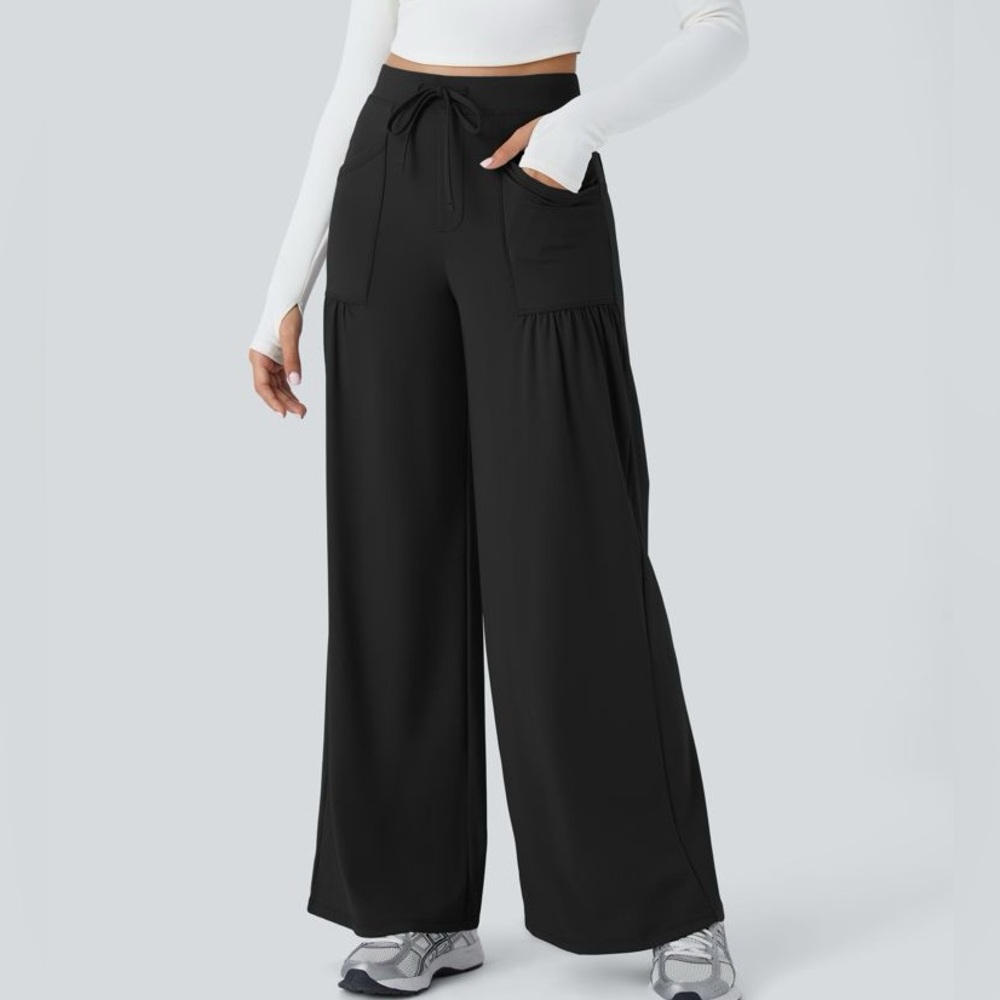Halara High Waisted Drawstring Pockets Wide Leg Yoga Pants